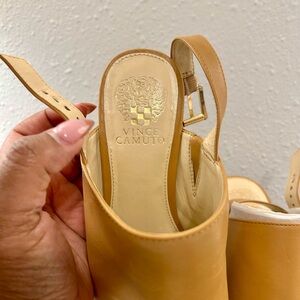Vince Camuto Tan Leather Slingback Mules